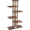 imageGiantex Flower Rack Wood Plant Stand 7 Wood Shelves 11 Pots Bonsai Display Shelf Indoor Outdoor Yard Garden Patio Balcony Living Room Multifunctional Storage Rack Bookshelf WHollowOut Rack