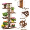 imageGiantex Flower Rack Wood Plant Stand 7 Wood Shelves 11 Pots Bonsai Display Shelf Indoor Outdoor Yard Garden Patio Balcony Living Room Multifunctional Storage Rack Bookshelf WHollowOut Rack