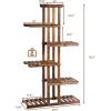 imageGiantex Flower Rack Wood Plant Stand 7 Wood Shelves 11 Pots Bonsai Display Shelf Indoor Outdoor Yard Garden Patio Balcony Living Room Multifunctional Storage Rack Bookshelf WHollowOut Rack