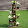 imageGiantex Flower Rack Wood Plant Stand 7 Wood Shelves 11 Pots Bonsai Display Shelf Indoor Outdoor Yard Garden Patio Balcony Living Room Multifunctional Storage Rack Bookshelf WHollowOut Rack