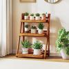 imageGiantex Foldable Ladder Plant Shelf 3Tier Solid Wood Indoor Outdoor Flower Pot Display Rack Corner Storage Bookshelf Freestanding Tiered Plant Stand for Garden Patio Balcony No Assembly