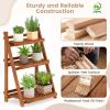 imageGiantex Foldable Ladder Plant Shelf 3Tier Solid Wood Indoor Outdoor Flower Pot Display Rack Corner Storage Bookshelf Freestanding Tiered Plant Stand for Garden Patio Balcony No Assembly