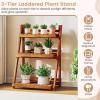 imageGiantex Foldable Ladder Plant Shelf 3Tier Solid Wood Indoor Outdoor Flower Pot Display Rack Corner Storage Bookshelf Freestanding Tiered Plant Stand for Garden Patio Balcony No Assembly