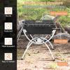 imageGiantex Folding Campfire Grill Camping Grill with Stainless Steel Grates Collapsible Aluminum Legs Carry Bag Portable Firewood Barbecue Grill for Backpacking Road Trips Outdoor CookingBlack  Silver