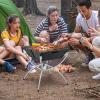 imageGiantex Folding Campfire Grill Camping Grill with Stainless Steel Grates Collapsible Aluminum Legs Carry Bag Portable Firewood Barbecue Grill for Backpacking Road Trips Outdoor CookingBlack  Silver