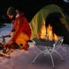 imageGiantex Folding Campfire Grill Camping Grill with Stainless Steel Grates Collapsible Aluminum Legs Carry Bag Portable Firewood Barbecue Grill for Backpacking Road Trips Outdoor CookingBlack  Silver