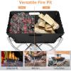 imageGiantex Folding Campfire Grill Camping Grill with Stainless Steel Grates Collapsible Aluminum Legs Carry Bag Portable Firewood Barbecue Grill for Backpacking Road Trips Outdoor CookingBlack  Silver