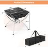 imageGiantex Folding Campfire Grill Camping Grill with Stainless Steel Grates Collapsible Aluminum Legs Carry Bag Portable Firewood Barbecue Grill for Backpacking Road Trips Outdoor CookingBlack  Silver