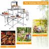 imageGiantex Folding Grill Table with 26 Main Tabletop Portable Aluminum Camping Table Carrying Bag Quick Setup Outdoor Camping Kitchen Food Prep Station for Picnic Tailgating RVing Backyard