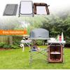 imageGiantex Folding Grill Table with 26 Tabletop and Detachable Windscreen Aluminum Portable Camp Cook Station Carry Bag Quick Setup BBQ Camping Picnic Backyard Outdoor Camping Kitchen Table BrownBrown