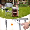 imageGiantex Folding Grill Table with 26 Tabletop and Detachable Windscreen Aluminum Portable Camp Cook Station Carry Bag Quick Setup BBQ Camping Picnic Backyard Outdoor Camping Kitchen Table BrownBrown