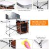 imageGiantex Folding Grill Table with 26 Tabletop and Detachable Windscreen Aluminum Portable Camp Cook Station Carry Bag Quick Setup BBQ Camping Picnic Backyard Outdoor Camping Kitchen Table BrownBrown