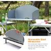 imageGiantex Folding Grill Table with 26 Tabletop and Detachable Windscreen Aluminum Portable Camp Cook Station Carry Bag Quick Setup BBQ Camping Picnic Backyard Outdoor Camping Kitchen Table BrownGrey