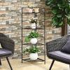 imageGiantex Folding Metal Plant Rack 4 Tiers Corner Shelf Plant Stand Flower Pots Holder Display Rack Storage Shelves for Balcony Patio Living Room