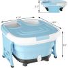 imageGiantex Foot Spa Massager with Heat Bubbles 6 Motorized Shiatsu Rollers Time ampamp Temperature Settings Folding Cover Pedicure Tub Bath Collapsible 6 in 1 Foot Bath Soak Tub Blue