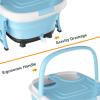 imageGiantex Foot Spa Massager with Heat Bubbles 6 Motorized Shiatsu Rollers Time ampamp Temperature Settings Folding Cover Pedicure Tub Bath Collapsible 6 in 1 Foot Bath Soak Tub Blue