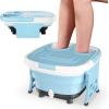 imageGiantex Foot Spa Massager with Heat Bubbles 6 Motorized Shiatsu Rollers Time ampamp Temperature Settings Folding Cover Pedicure Tub Bath Collapsible 6 in 1 Foot Bath Soak Tub Blue