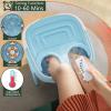 imageGiantex Foot Spa Massager with Heat Bubbles 6 Motorized Shiatsu Rollers Time ampamp Temperature Settings Folding Cover Pedicure Tub Bath Collapsible 6 in 1 Foot Bath Soak Tub Blue