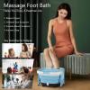 imageGiantex Foot Spa Massager with Heat Bubbles 6 Motorized Shiatsu Rollers Time ampamp Temperature Settings Folding Cover Pedicure Tub Bath Collapsible 6 in 1 Foot Bath Soak Tub Blue