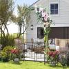 imageGiantex Garden Arbor with Gate 75FT Metal Arch Trellis for Climbing Plants Rose Ivy Archway Pergola with Flower Door 4 Stakes Garden Arch for Wedding Ceremony Bridal Party DecorationGate  Planters