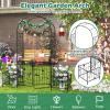 imageGiantex Garden Arbor with Gate 75FT Metal Arch Trellis for Climbing Plants Rose Ivy Archway Pergola with Flower Door 4 Stakes Garden Arch for Wedding Ceremony Bridal Party DecorationGate  Planters