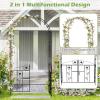 imageGiantex Garden Arbor with Gate 75FT Metal Arch Trellis for Climbing Plants Rose Ivy Archway Pergola with Flower Door 4 Stakes Garden Arch for Wedding Ceremony Bridal Party DecorationGate
