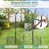 imageGiantex Garden Arbor with Gate 75FT Metal Arch Trellis for Climbing Plants Rose Ivy Archway Pergola with Flower Door 4 Stakes Garden Arch for Wedding Ceremony Bridal Party DecorationGate  Planters