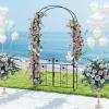 imageGiantex Garden Arbor with Gate 75FT Metal Arch Trellis for Climbing Plants Rose Ivy Archway Pergola with Flower Door 4 Stakes Garden Arch for Wedding Ceremony Bridal Party DecorationGate