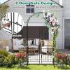 imageGiantex Garden Arbor with Gate 75FT Metal Arch Trellis for Climbing Plants Rose Ivy Archway Pergola with Flower Door 4 Stakes Garden Arch for Wedding Ceremony Bridal Party DecorationGate  Planters