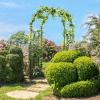 imageGiantex Garden Arbor with Gate 75FT Metal Arch Trellis for Climbing Plants Rose Ivy Archway Pergola with Flower Door 4 Stakes Garden Arch for Wedding Ceremony Bridal Party DecorationArch