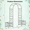 imageGiantex Garden Arbor with Gate 75FT Metal Arch Trellis for Climbing Plants Rose Ivy Archway Pergola with Flower Door 4 Stakes Garden Arch for Wedding Ceremony Bridal Party DecorationPlanters