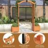 imageGiantex Garden Arbor with Planter Boxes Wooden Arch with Trellis and Raised Garden Bed for Climbing Vine Plants Vegetables Herbs Decorative Arbor Archway for Wedding Ceremony Party OrangeOrange