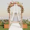 imageGiantex Garden Arbor with Planter Boxes Wooden Arch with Trellis and Raised Garden Bed for Climbing Vine Plants Vegetables Herbs Decorative Arbor Archway for Wedding Ceremony Party OrangeOrange