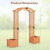 imageGiantex Garden Arbor with Planter Boxes Wooden Arch with Trellis and Raised Garden Bed for Climbing Vine Plants Vegetables Herbs Decorative Arbor Archway for Wedding Ceremony Party OrangeOrange