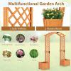 imageGiantex Garden Arbor with Planter Boxes Wooden Arch with Trellis and Raised Garden Bed for Climbing Vine Plants Vegetables Herbs Decorative Arbor Archway for Wedding Ceremony Party OrangeOrange