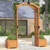 imageGiantex Garden Arbor with Planter Boxes Wooden Arch with Trellis and Raised Garden Bed for Climbing Vine Plants Vegetables Herbs Decorative Arbor Archway for Wedding Ceremony Party OrangeOrange
