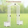 imageGiantex Garden Arbor with Planter Boxes Wooden Arch with Trellis and Raised Garden Bed for Climbing Vine Plants Vegetables Herbs Decorative Arbor Archway for Wedding Ceremony Party OrangeWhite