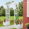 imageGiantex Garden Arbor with Planter Wooden Planter Arch with Trellis Outdoor Arch for Climbing Plants Vegetables Herbs Decorations Arbor Archway for Wedding Ceremony Party WhiteWhite