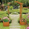 imageGiantex Garden Arbor with Planter Wooden Planter Arch with Trellis Outdoor Arch for Climbing Plants Vegetables Herbs Decorations Arbor Archway for Wedding Ceremony Party WhiteOrange