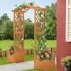 imageGiantex Garden Arbor with Planter Wooden Planter Arch with Trellis Outdoor Arch for Climbing Plants Vegetables Herbs Decorations Arbor Archway for Wedding Ceremony Party WhiteOrange