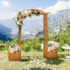imageGiantex Garden Arbor with Planter Wooden Planter Arch with Trellis Outdoor Arch for Climbing Plants Vegetables Herbs Decorations Arbor Archway for Wedding Ceremony Party WhiteOrange
