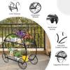imageGiantex Garden Cart Metal Plant Stand with 4 Decorative Wheels Succulent Collection Flower Pot Holder Display Shelf for Home Patio Garden Flower Shop Parisian Style Plant Potted Rack 2Tier
