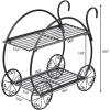imageGiantex Garden Cart Metal Plant Stand with 4 Decorative Wheels Succulent Collection Flower Pot Holder Display Shelf for Home Patio Garden Flower Shop Parisian Style Plant Potted Rack 2Tier