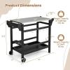 imageGiantex Grill Cart Pizza Oven Stand HDPE Outdoor Prep Table Stainless Steel Top Storage Shelf 4Bottle Wine Rack 5 Hooks Movable Dinning Cart Cooking Table with Wheels for BBQ Party Camping