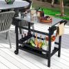imageGiantex Grill Cart Pizza Oven Stand HDPE Outdoor Prep Table Stainless Steel Top Storage Shelf 4Bottle Wine Rack 5 Hooks Movable Dinning Cart Cooking Table with Wheels for BBQ Party Camping