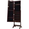 imageGiantex Jewelry Armoire Organizer with Full Length Mirror 14 LEDs Floor Standing Jewelry Cabinet with 2 Drawers 4 Adjustable Angles Lockable Jewelry Storage Box Cabinet BrownBrown