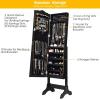 imageGiantex Jewelry Armoire Organizer with Full Length Mirror 14 LEDs Floor Standing Jewelry Cabinet with 2 Drawers 4 Adjustable Angles Lockable Jewelry Storage Box Cabinet BrownBlack