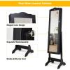 imageGiantex Jewelry Armoire Organizer with Full Length Mirror 14 LEDs Floor Standing Jewelry Cabinet with 2 Drawers 4 Adjustable Angles Lockable Jewelry Storage Box Cabinet BrownBlack