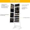 imageGiantex Jewelry Armoire Organizer with Full Length Mirror 14 LEDs Floor Standing Jewelry Cabinet with 2 Drawers 4 Adjustable Angles Lockable Jewelry Storage Box Cabinet BrownWhite