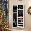 imageGiantex Jewelry Armoire with Full Length Mirror Wall and Door Mounted Jewelry Cabinet Organizer with Magnetic Door Large Storage for Earrings Rings Necklaces ampamp Accessories White